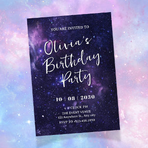 Purple space galaxy Invitation