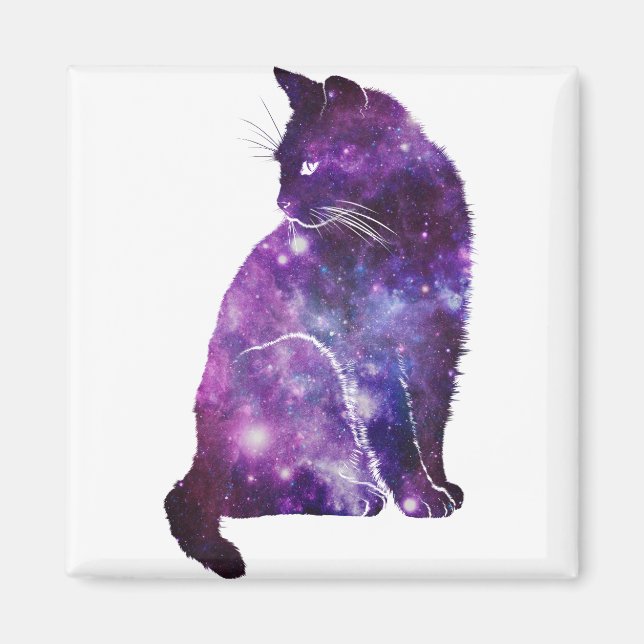 Purple Space Nebula Cat Magnet (Front)