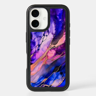 Purple Space Nebula in Alcohol Ink iPhone 16 Case