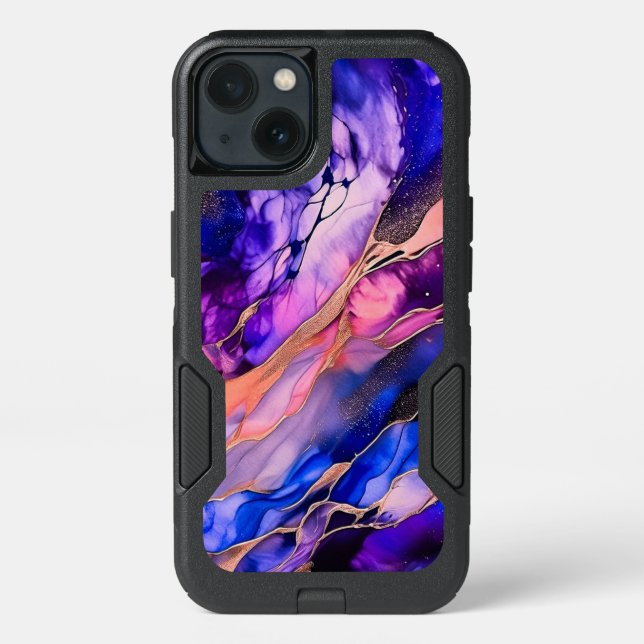 Purple Space Nebula in Alcohol Ink Otterbox iPhone Case (Back)