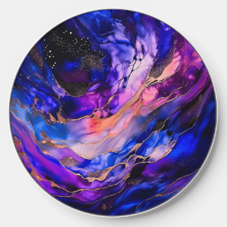 Purple Space Nebula in Alcohol Ink Wireless Charger
