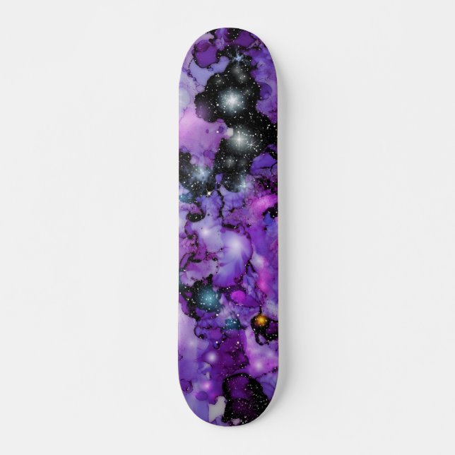 Purple Space nebula Stars 7 3/4" Skateboard Deck (Front)