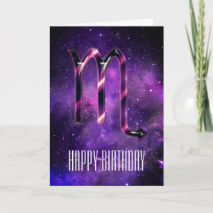 Purple Space Scorpio Birthday Card