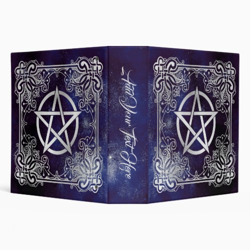 Purple Space Silver Pentacle Wicca Book of Shadows 3 Ring Binder