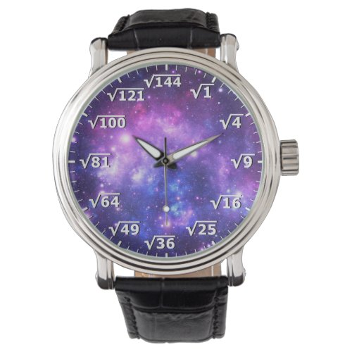 Purple Space Square Root Clock _ Math Clock Watch