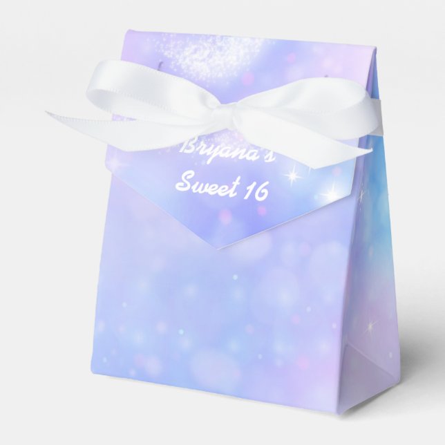 Purple Spacey Lights Birthday Party Favor Boxes (Front Side)