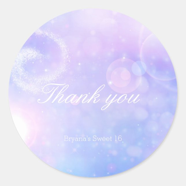 Purple Spacey Lights Birthday Party Favor Stickers (Front)