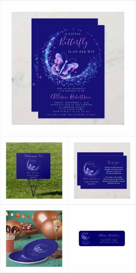 Purple Sparkle Butterfly Girl Baby Shower