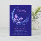 Purple Sparkle Butterfly Girl Baby Shower Invitation (Standing Front)