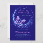 Purple Sparkle Butterfly Girl Baby Shower Invitation (Front)