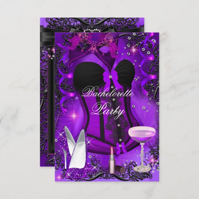 Purple Sparkle Celebration Bachelorette Invite (Front/Back)