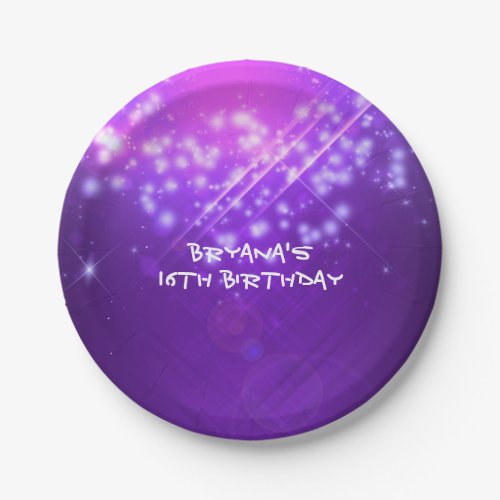 Purple Sparkle Club Vibe Birthday Party Plates