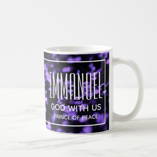 Purple Sparkle EMMANUEL Christmas Coffee Mug (Right)