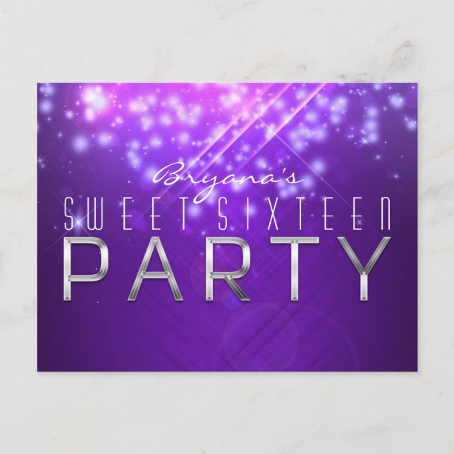 Purple Sparkle Glam Club Vibe PARTY Postcard (Front)