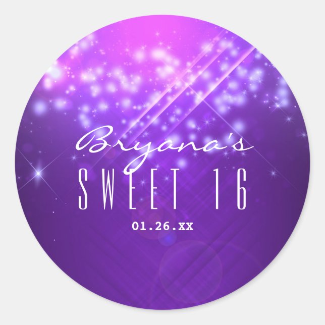 Purple Sparkle Glam Club Vibe PARTY Stickers (Front)