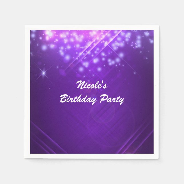 Purple Sparkle Glam Dance Club Party Napkins (Front)