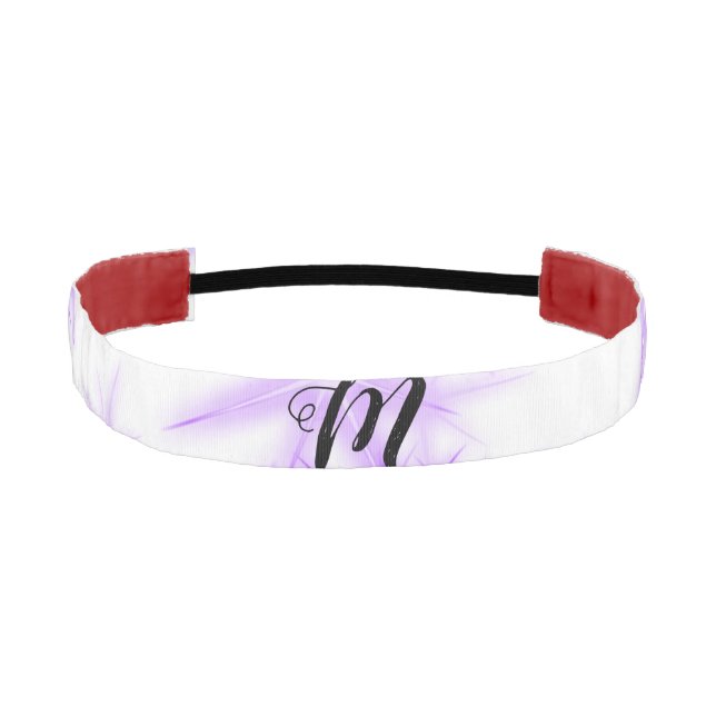 Purple sparkle glitter add your name monogram pock athletic headband (Front)