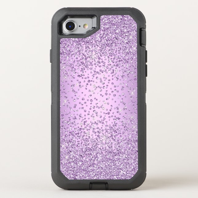 Purple Sparkle Glitter Black Protective Case (Back)