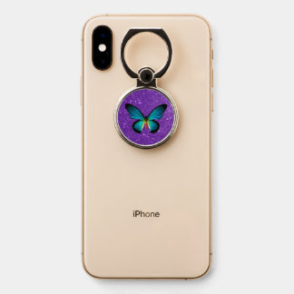 Purple Sparkle Glitter Blue Butterfly Phone Ring Stand