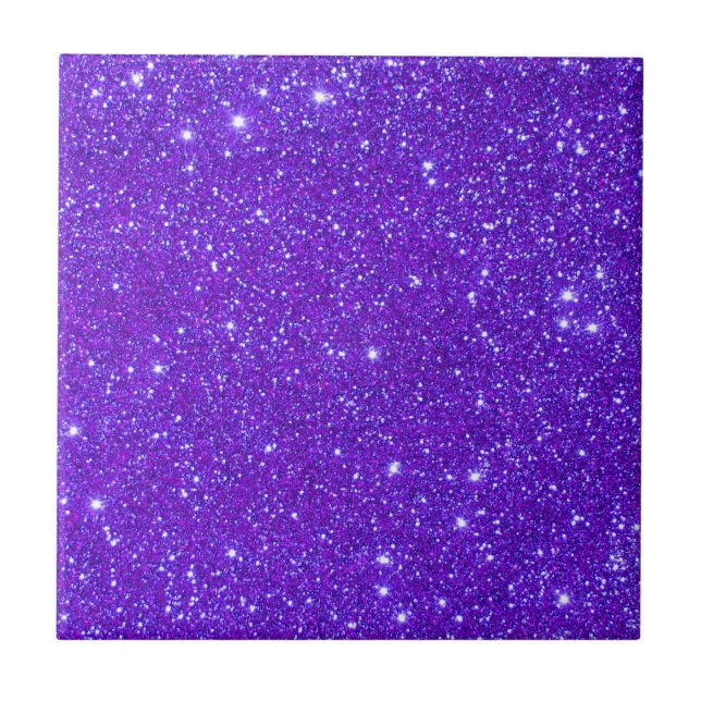 Purple Sparkle Glitter Custom Design Your Own Tile (Front)