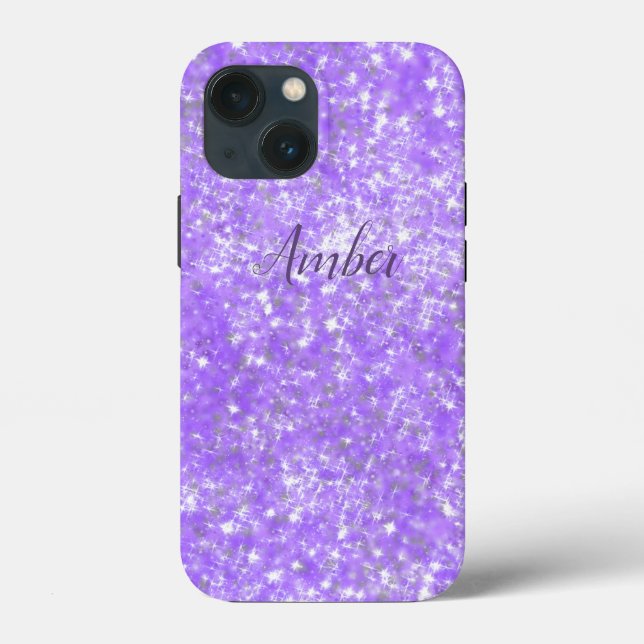Purple Sparkle Glitter Elegant Personalized Case-Mate iPhone Case (Back)
