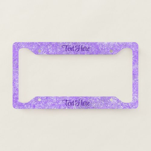 Purple Sparkle Glitter Elegant Personalized License Plate Frame