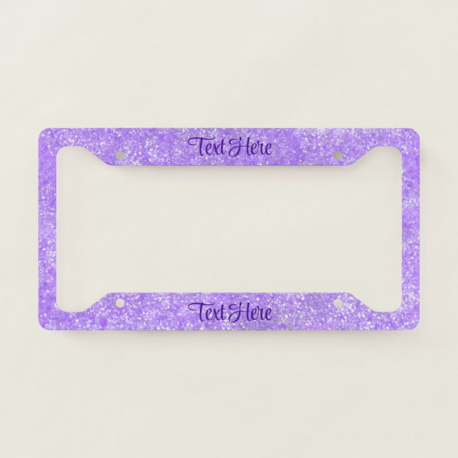 Purple Sparkle Glitter Elegant Personalized License Plate Frame (Front)