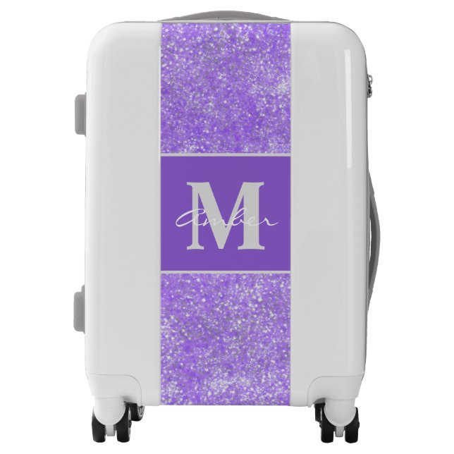 Purple Sparkle Glitter Elegant Personalized Luggage (Front)