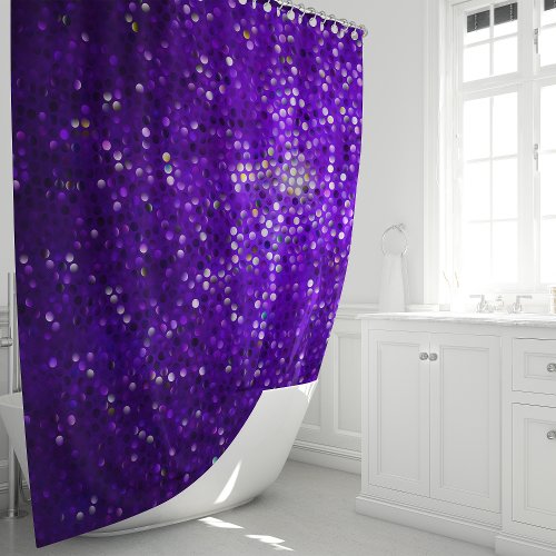 Purple Sparkle Glitter Glam Shower Curtain