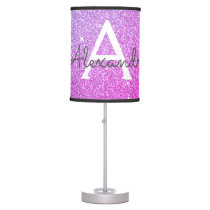 Purple Sparkle Glitter Monogram Name Table Lamp Purple Sparkle Glitter Monogram Name Table Lamp