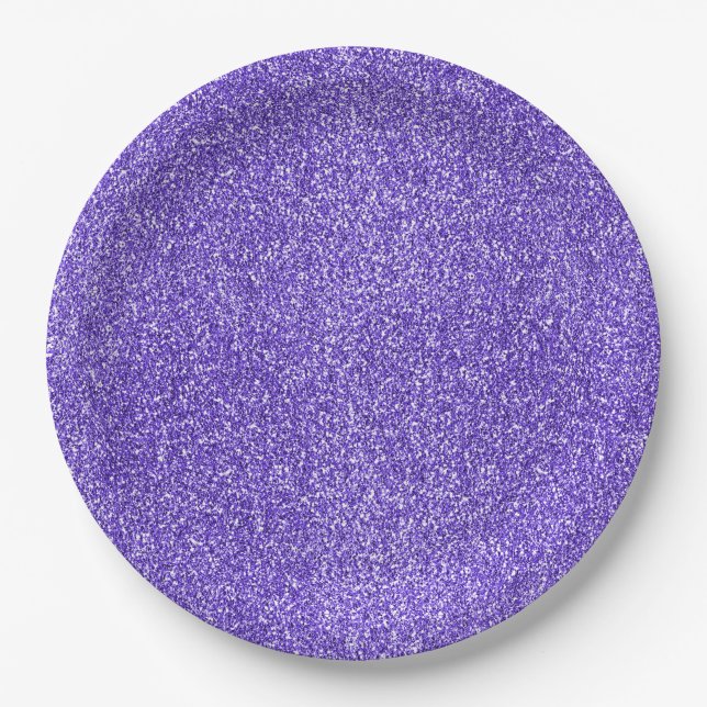 Purple Sparkle Glitter      Paper Plates (Front)