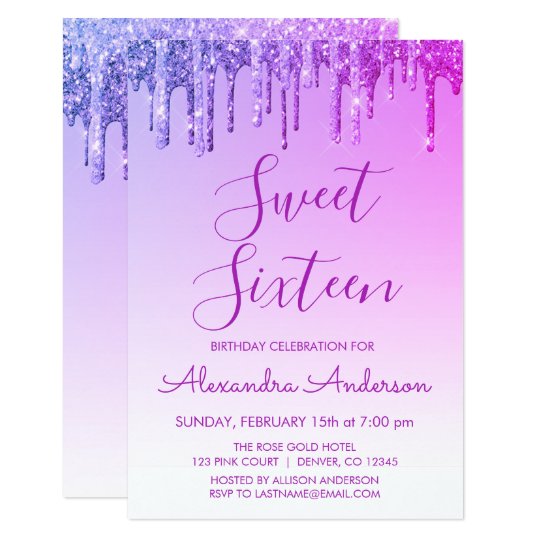 sweet16 sparkle invite