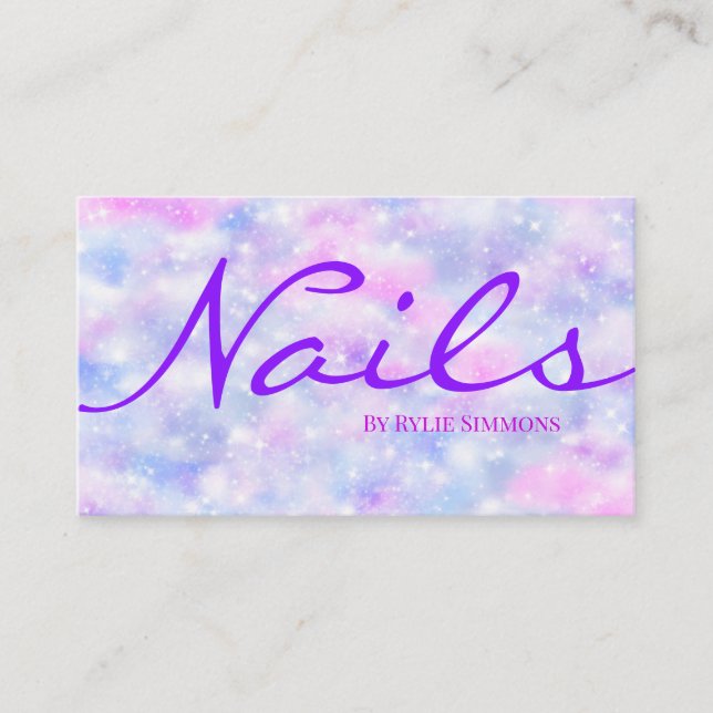 Purple Sparkle Gradient Clouds Business Card (Front)