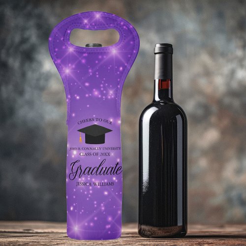 Purple Sparkle Graduate Custom Graduation Gift Wine Bag