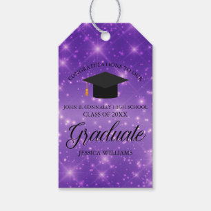 Purple Sparkle Graduate Custom Graduation Party Gift Tags