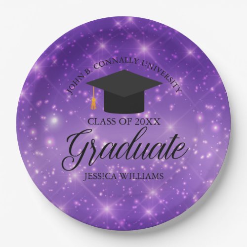 Purple Sparkle Graduate Custom Graduation Party Paper Plates