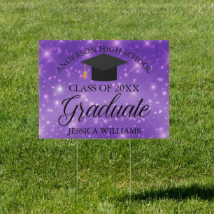 Purple Sparkle Graduation Chic Customized Yard Sign