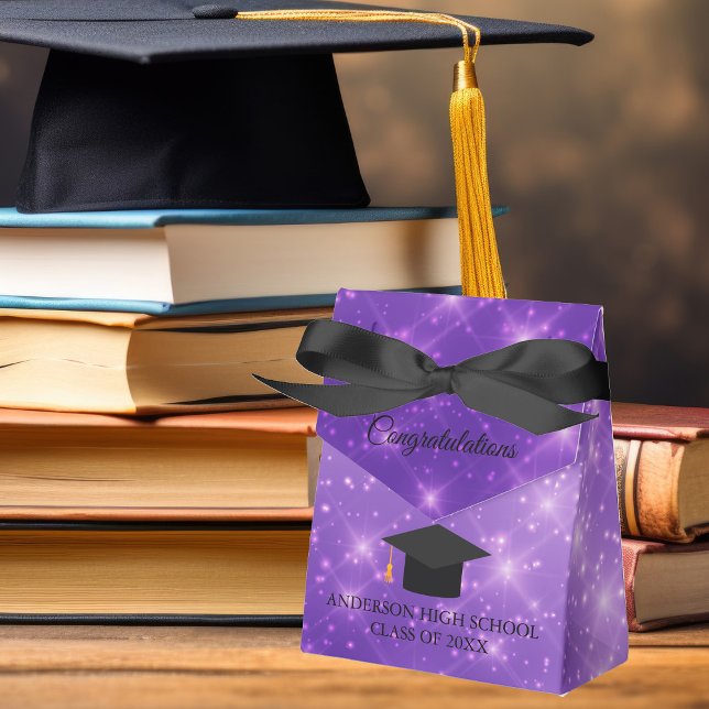 Purple Sparkle Graduation Custom 2026 Chic Party Favor Boxes (Creator Uploaded)