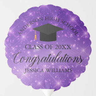 Purple Sparkle Graduation Party Custom Graduate Balloon