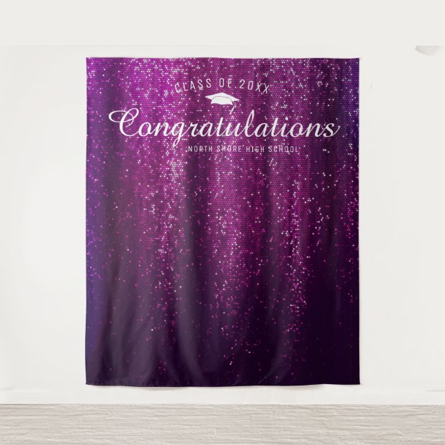 Purple Sparkle Graduation Photo Booth Backdrop (Front)