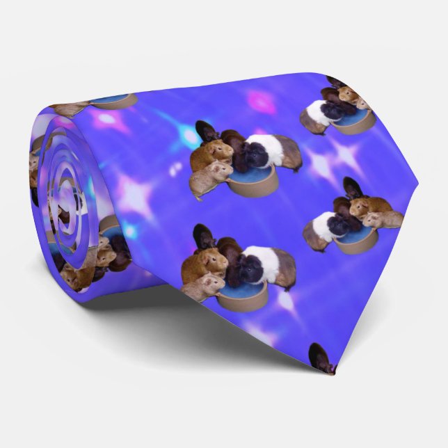 Purple Sparkle Guinea Pigs, Neck Tie (Rolled)