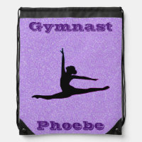 Purple Sparkle Gymnastics Drawstring Backpack