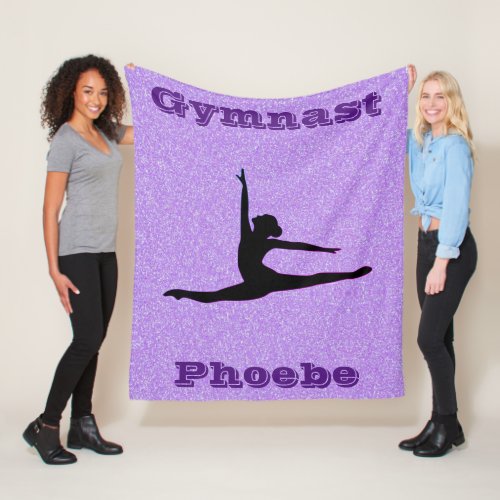 Purple Sparkle Gymnastics Fleece Blanket for Girls