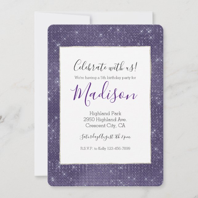 Purple Sparkle Invitation (Front)