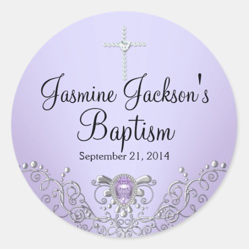 Purple Sparkle Jewel Baptism Sticker