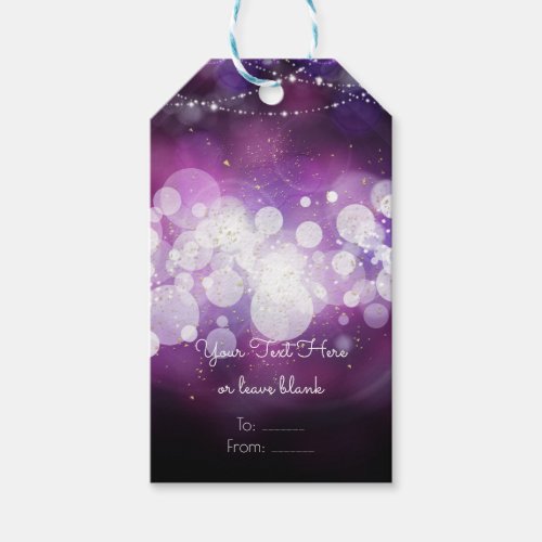 Purple Sparkle Lights Glam Birthday Party Favor Gift Tags