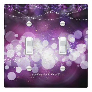 Purple Sparkle Lights Glamour Chic Personalized Light Switch Cover