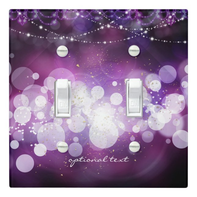 Purple Sparkle Lights Glamour Chic Personalized Light Switch Cover (In Situ)