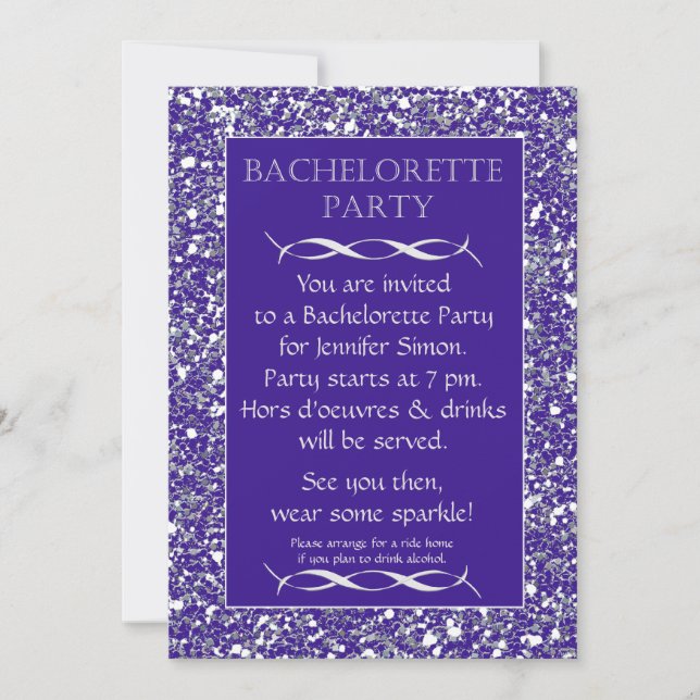 Purple Sparkle Look Bachelorette Party Invitation (Front)