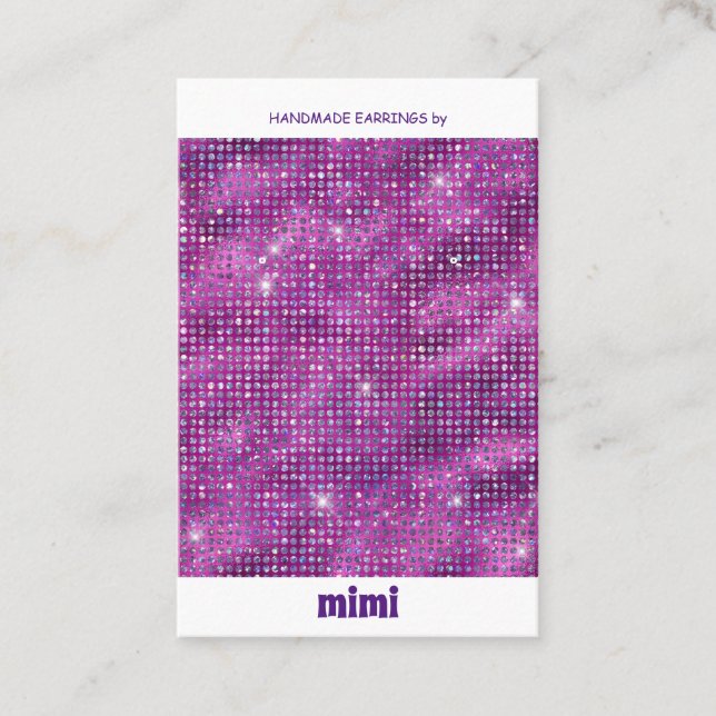 Purple Sparkle Luxury Earring Display  Business Card (Front)